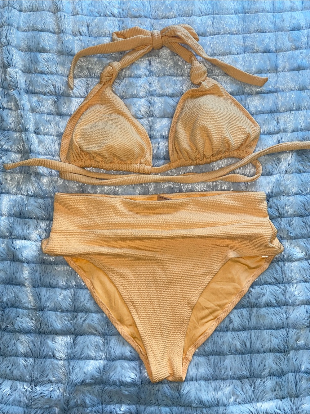 Old Navy Pastel Orange Textured Bikini Set Size Large